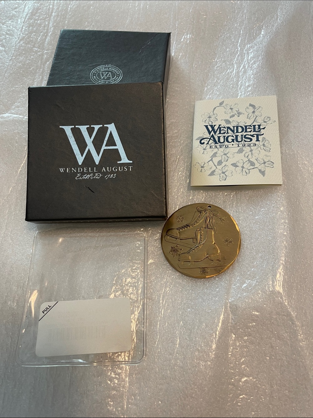 Wendell August Gold-tone Holiday Ice Skate Medallion-2008 Bronze- U.S.A.